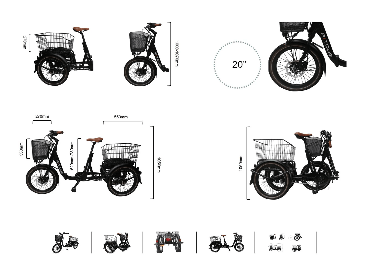 Aitour Heal Mini Folding Electric Trike 250W